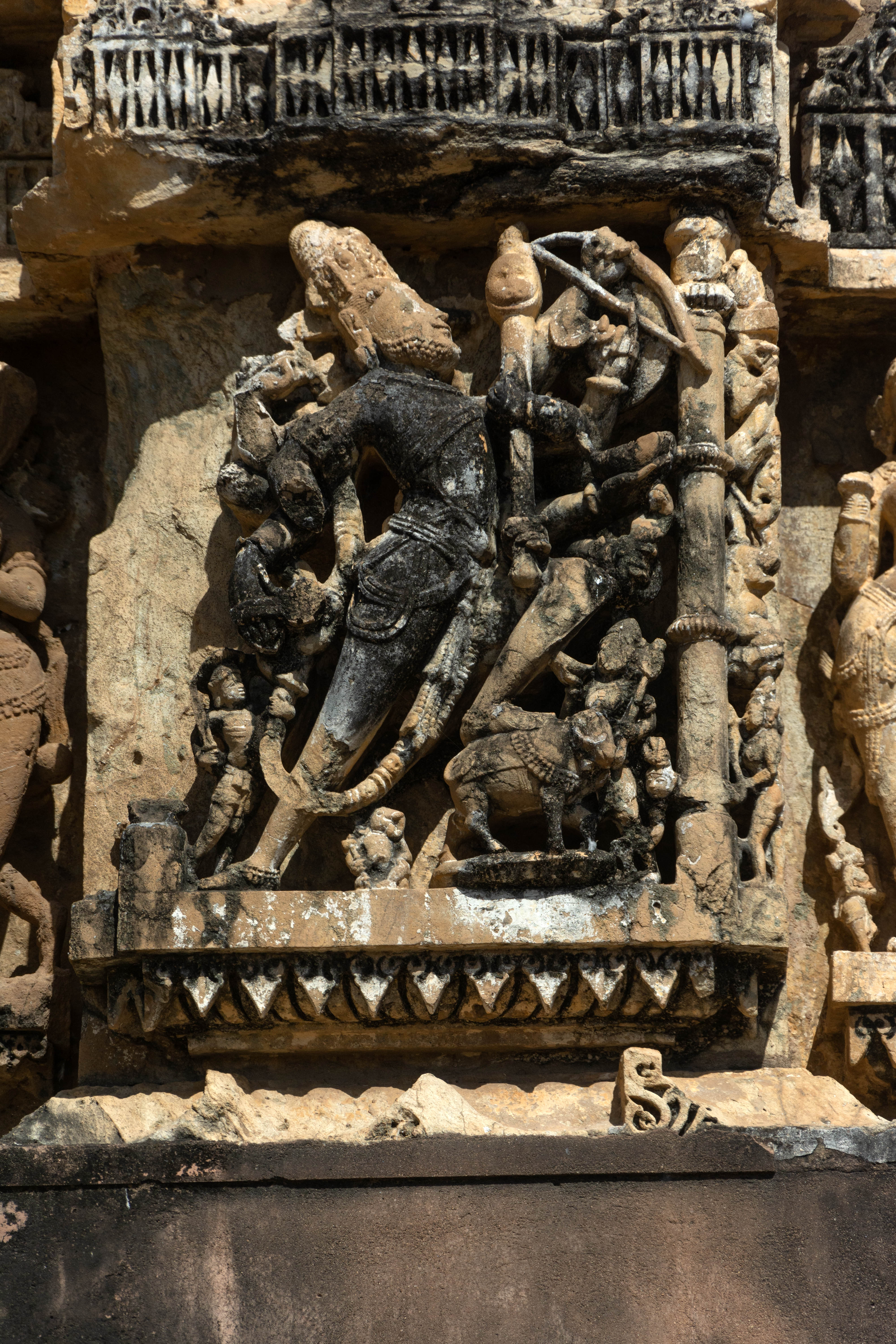 Image 2: Tripurantaka Shiva on the south-facing wall of the Neelkanth Mahadev temple complex.