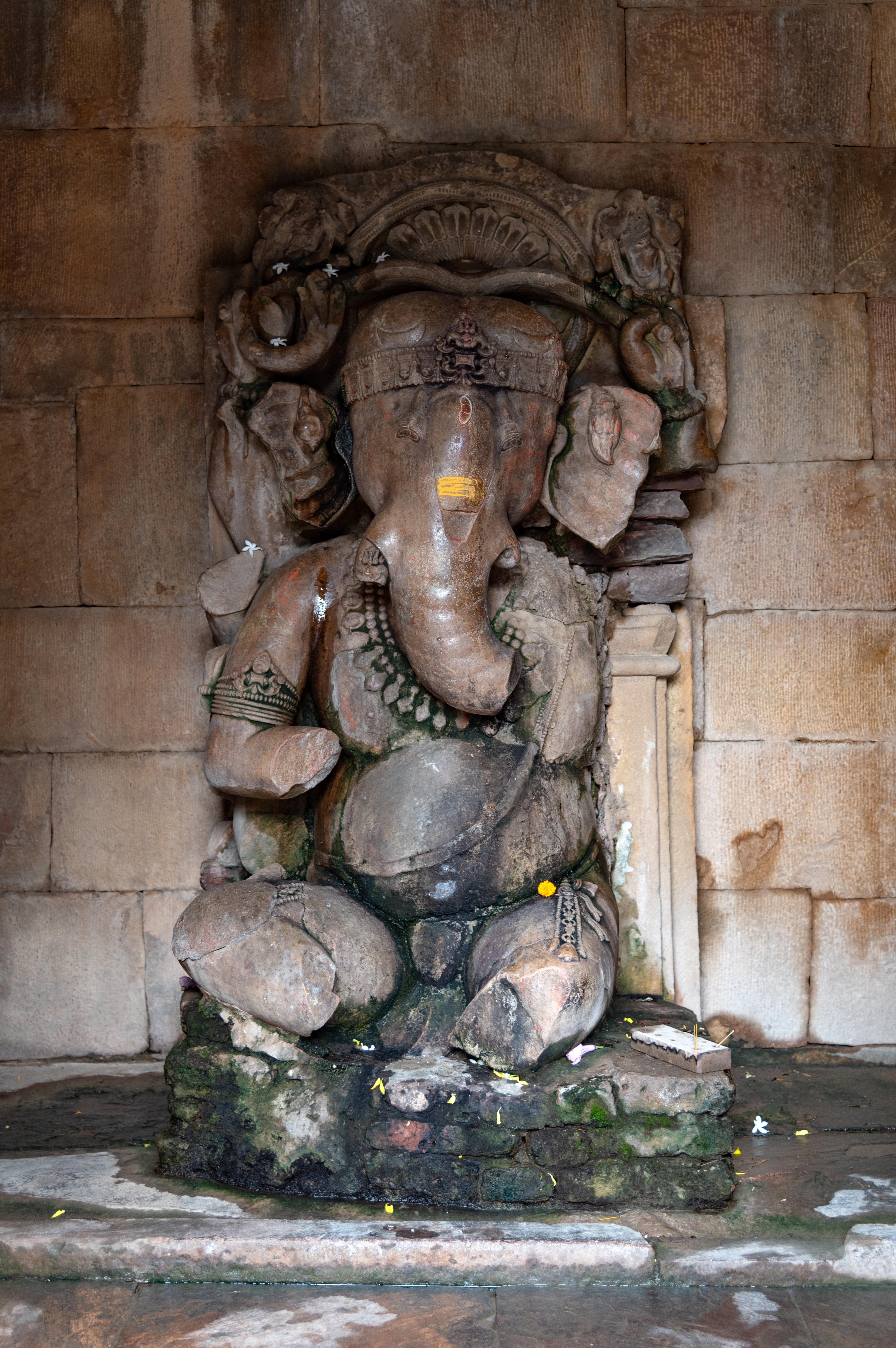 Image 20: Ganesha, a detailed view of the presiding deity in the garbhagriha (sanctum sanctorum) of the Ganesha Temple (Temple 8), Baroli group of temples.