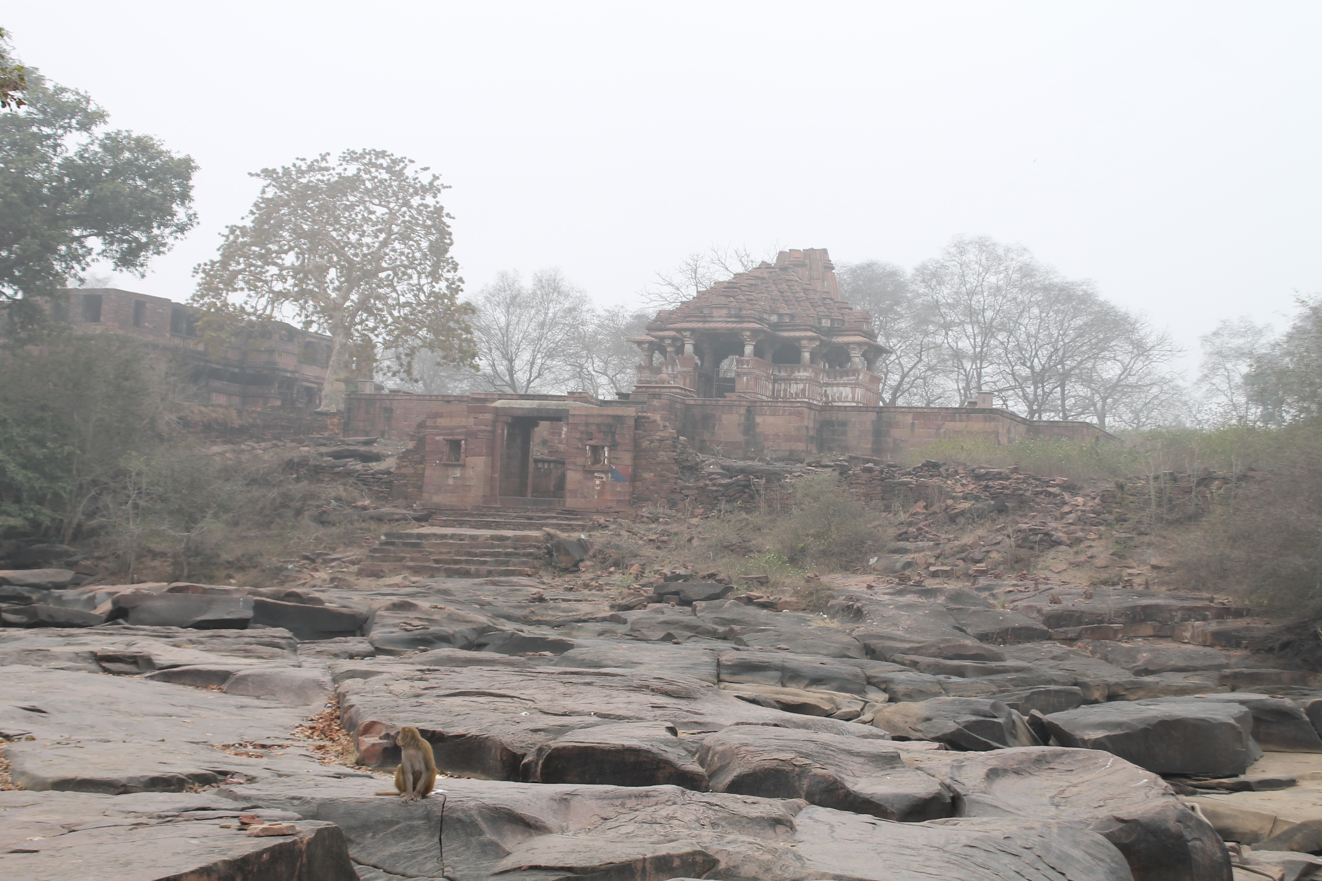 The Suhaveshwar temple complex, located to the west of the Menali stream and slightly away from the Mahanaleshwar temple complex, is part of the group of temples in Menal. It is smaller in comparison to the Mahanaleshwar temple complex. It consists of a matha, or monastic establishment; the Suhaveshwar Temple; and a Nandi mandapa (pillared hall). A partially preserved prakara (compound) encloses all these structures.