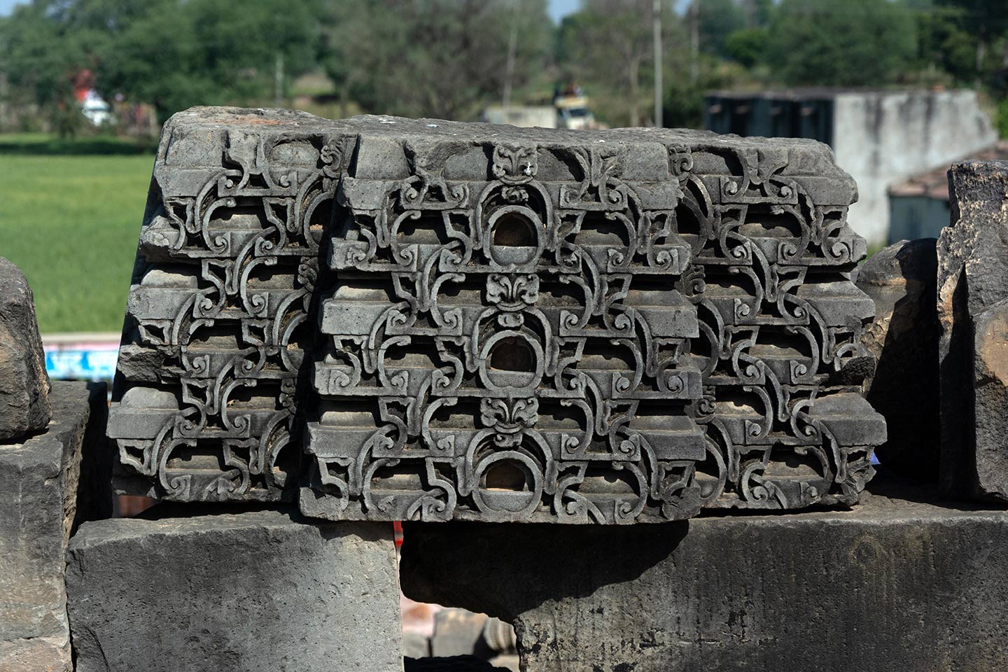 Most fragments assembled here were once part of the shikhara of the original temple, other subsidiary structures, and associated parts like the urushringa (subsidiary tower projecting from the sides of the main shikhara).
